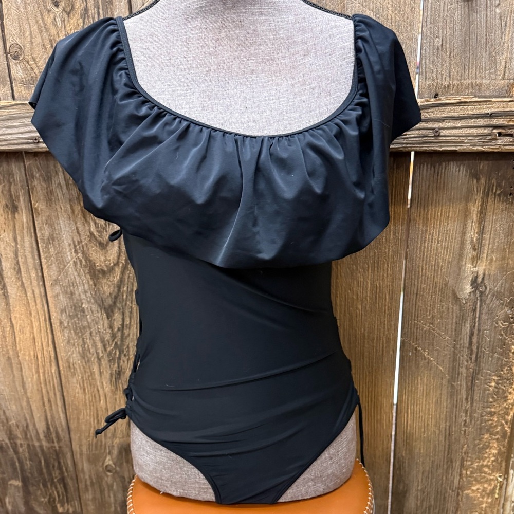 Soho Black Gathered Swimsuit